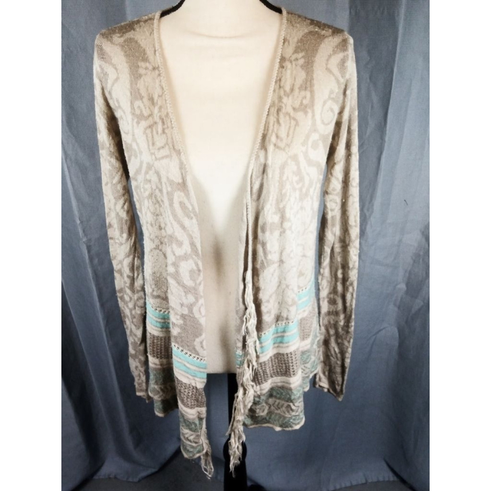 Women's Vanity Cardigan Sweater in Beige and Blue M